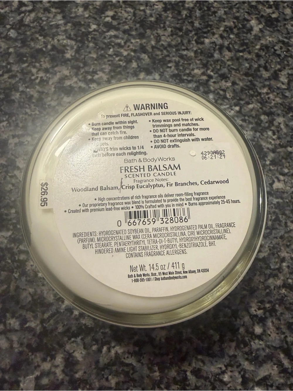 Bath & Body Works Fresh Balsam Candle - Silver, Green, White